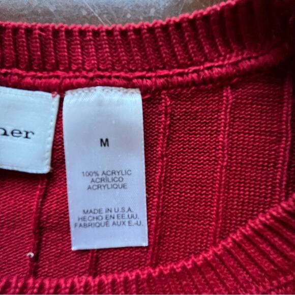 Vintage Alfred Dunner Argyle Short Sleeve Red Pullover Knit Sweater Top Medium - Picture 10 of 11